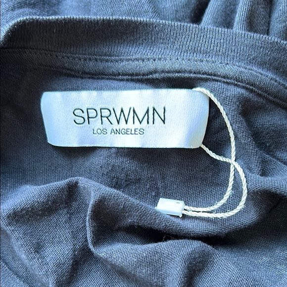 SPRWMN Love Edit Tee Long Sleeve Crop Top Navy Blue Crew Neck Sz S NEW - Picture 3 of 9